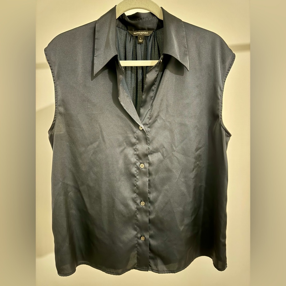 Banana Republic Elegant Navy Cap Sleeve Top